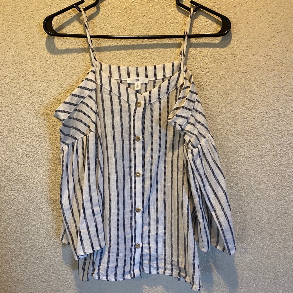 Cold shoulder striped blouse